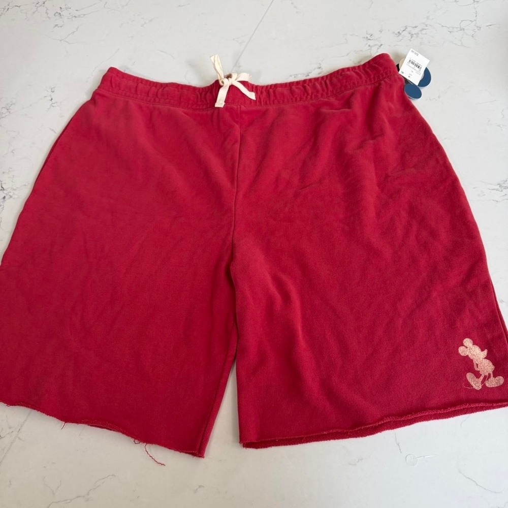 Disney Junk Food Mickey Mouse Sweat Shorts XL Red NWT Rustic Lounge Shorts